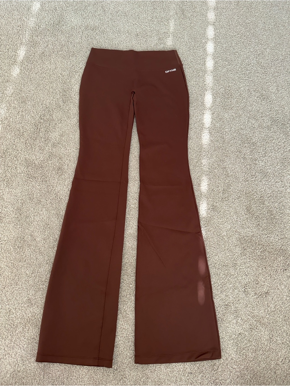 Dfyne High-Rise Flared Leggings in Chocolate Brown
